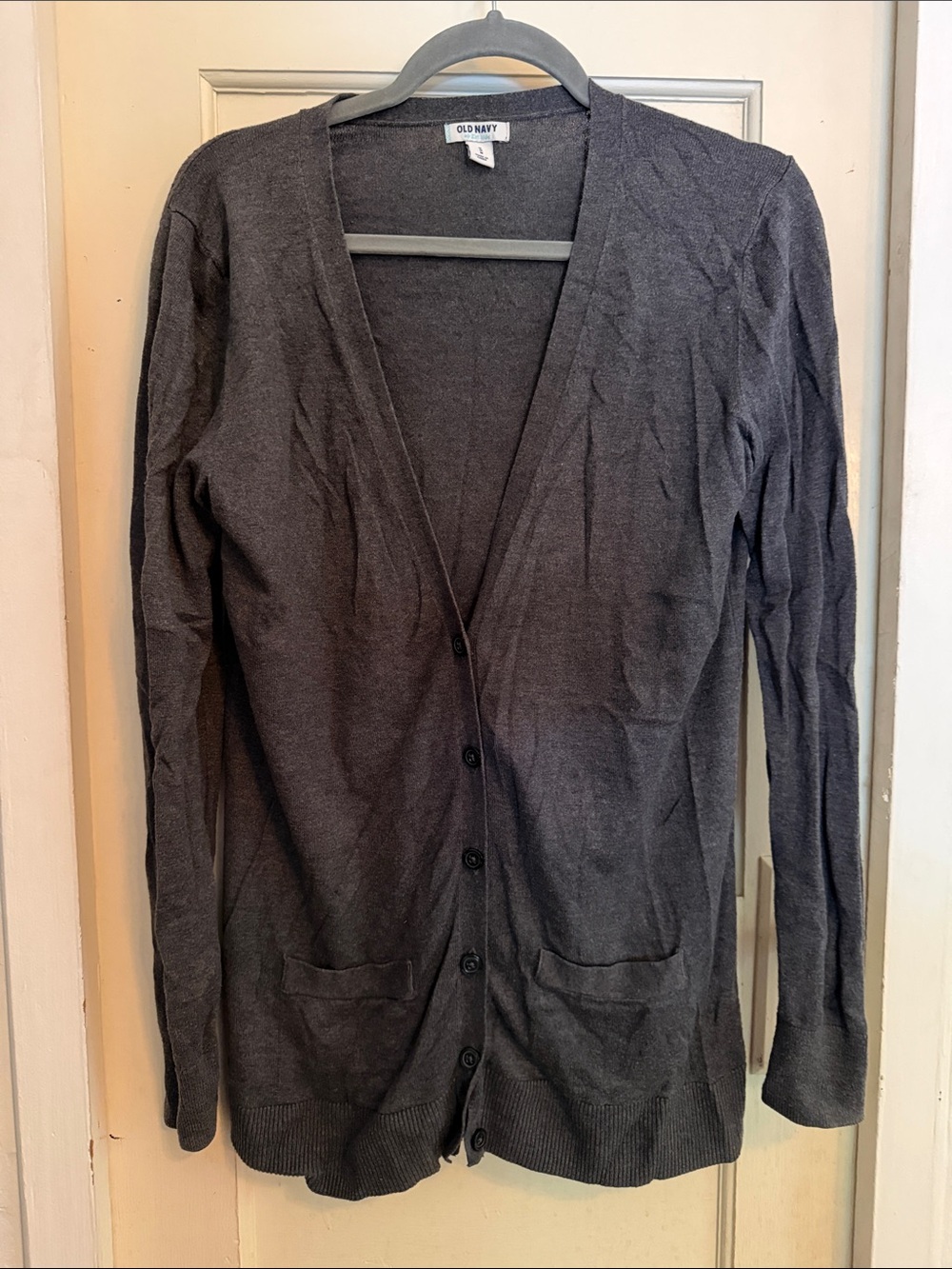 Old Navy Men's Charcoal Gray Button-Front Cardigan